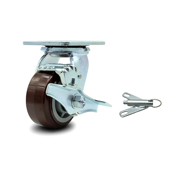 4 Inch Polyurethane Caster with Ball Bearing and Brake/Swivel Lock SCC
